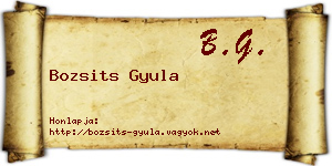 Bozsits Gyula névjegykártya